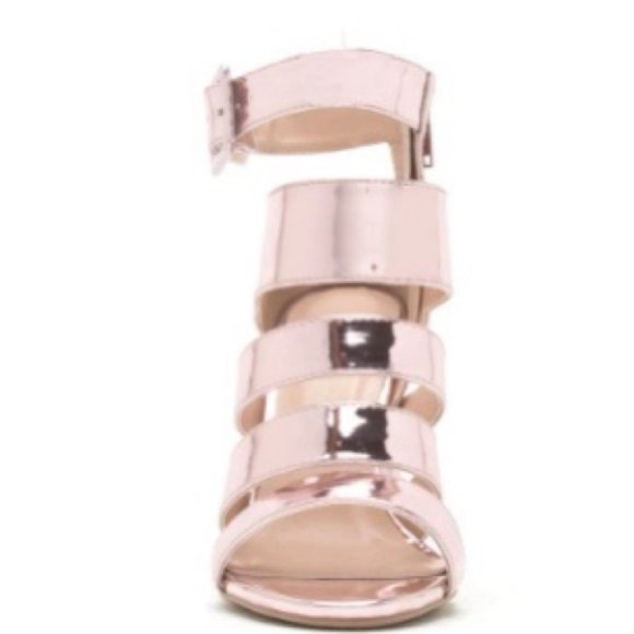 Strappy Metallic Heels in Rose Gold - Picture 3 of 8